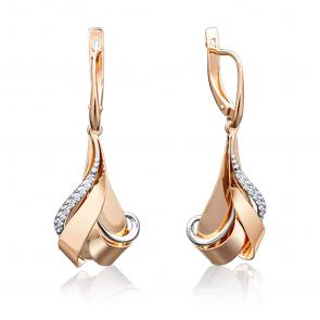 Золотые серьги Platina с фианитом 02-3896-00-401-1110-03 фото