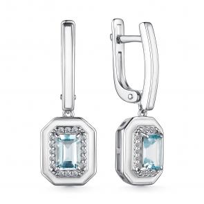 Серебряные серьги АЛЬКОР с топазом, фианитом и эмалью 02-3897/00ТБ-00 фото