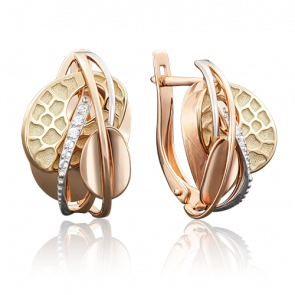 Серьги из комбинированного золота Platina с фианитом 02-3899-00-401-1140-66 фото