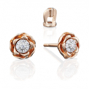 Золотые серьги Platina с бриллиантом 02-3910-00-101-1110-30 фото