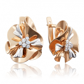 Серьги из комбинированного золота Platina с фианитом 02-3914-00-401-1111-48 фото