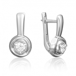 Серьги из белого золота Platina с бриллиантом 02-3924-00-101-1120-30 фото