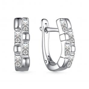 Серебряные серьги АЛЬКОР с фианитом 02-3924/00КЦ-00 фото