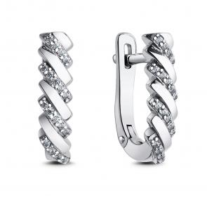 Серебряные серьги АЛЬКОР с фианитом 02-3925/00КЦ-00 фото