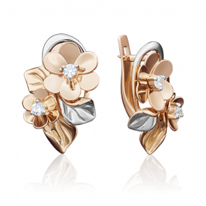 Золотые серьги Platina с фианитом 02-3926-00-401-1110-48 фото