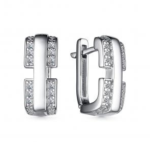 Серебряные серьги АЛЬКОР с фианитом 02-3927/00КЦ-00 фото