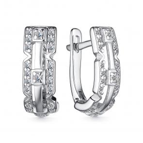 Серебряные серьги АЛЬКОР с фианитом 02-3929/00КЦ-00 фото