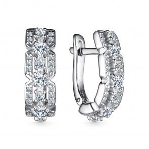 Серебряные серьги АЛЬКОР с фианитом 02-3933/00КЦ-00 фото