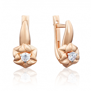 Золотые серьги Platina с бриллиантом 02-3940-00-101-1110-30 фото