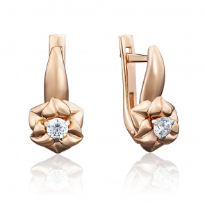 Золотые серьги Platina с фианитом 02-3940-00-501-1110-38 фото