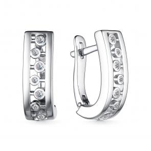 Серебряные серьги АЛЬКОР с фианитом 02-3941/00КЦ-00 фото