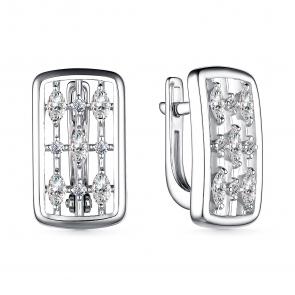 Серебряные серьги АЛЬКОР с фианитом 02-3943/00КЦ-00 фото