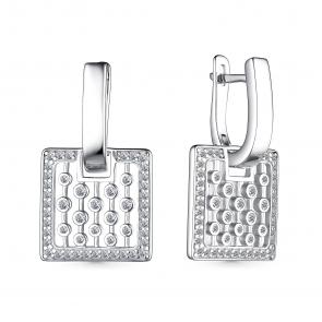 Серебряные серьги-трансформеры АЛЬКОР с фианитом 02-3944/00КЦ-00 фото