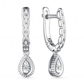 Серебряные серьги АЛЬКОР с бриллиантом 02-3945/000Б-00 фото