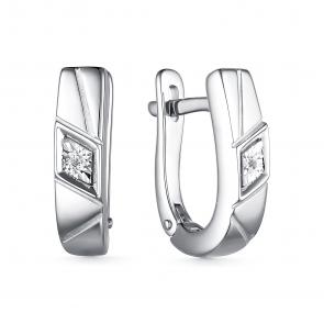 Серебряные серьги АЛЬКОР с бриллиантом 02-3946/000Б-00 фото