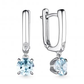 Серебряные серьги АЛЬКОР с топазом и бриллиантом 02-3951/БРТБ-00 фото