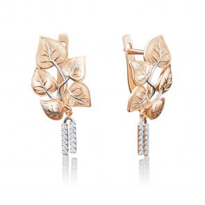 Золотые серьги Platina с фианитом 02-3955-00-401-1110-59 фото