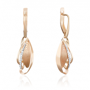 Золотые серьги Platina с фианитом 02-3957-00-401-1110-48 фото