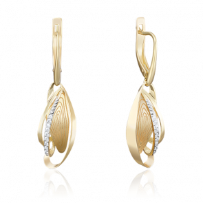 Серьги из лимонного золота Platina с фианитом 02-3957-00-401-1130-48 фото