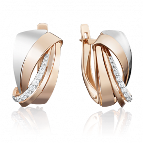 Серьги из комбинированного золота Platina с фианитом 02-3964-00-401-1111-03 фото