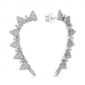 Серебряные серьги АЛЬКОР с фианитом 02-3965/00КЦ-00 фото