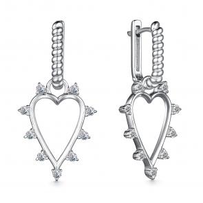 Серебряные серьги-трансформеры АЛЬКОР с фианитом 02-3966/00КЦ-00 фото