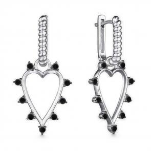 Серебряные серьги-трансформеры АЛЬКОР с фианитом 02-3966/0КЦ1-17 фото