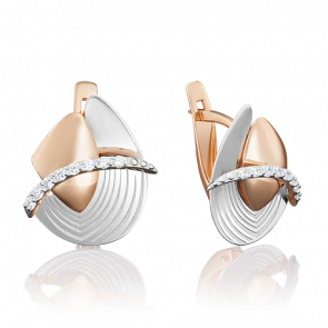 Серьги из комбинированного золота Platina с фианитом 02-3967-00-401-1111-65 фото