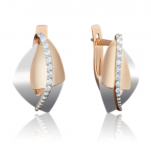 Серьги из комбинированного золота Platina с фианитом 02-3968-00-401-1111-03 фото