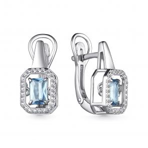 Серебряные серьги АЛЬКОР с топазом и фианитом 02-3973/00ТБ-00 фото