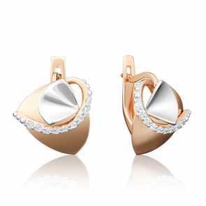 Серьги из комбинированного золота Platina с фианитом 02-3975-00-401-1111-03 фото