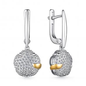 Серебряные серьги АЛЬКОР с фианитом 02-3976/00КЦ-18 фото