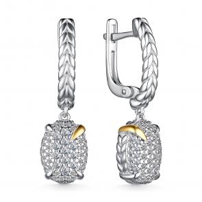 Серебряные серьги АЛЬКОР с фианитом 02-3977/00КЦ-18 фото