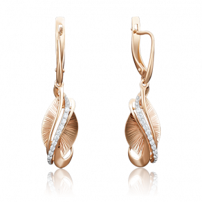 Золотые серьги Platina с фианитом 02-3978-00-401-1110-65 фото