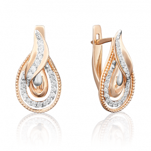 Золотые серьги Platina с фианитом 02-3980-00-401-1110-24 фото