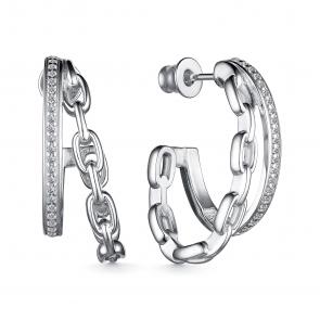 Серебряные серьги АЛЬКОР с фианитом 02-3980/00КЦ-00 фото