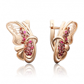 Золотые серьги Platina с фианитом и эмалью 02-3985-00-404-1110-48 фото