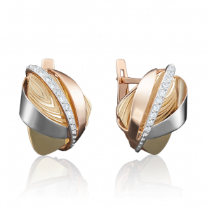 Серьги из комбинированного золота Platina с фианитом 02-3989-00-401-1140-66 фото