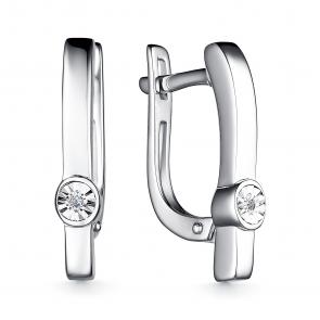 Серебряные серьги АЛЬКОР с бриллиантом 02-3989/000Б-00 фото