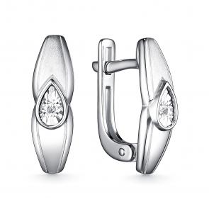Серебряные серьги АЛЬКОР с бриллиантом 02-3990/000Б-00 фото