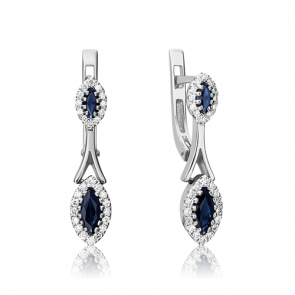 Серьги из белого золота Platina с бриллиантом и сапфиром 02-3994-00-105-1120-30 фото