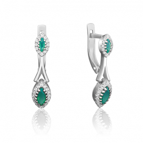 Серьги из белого золота Platina с бриллиантом и изумрудом 02-3994-00-106-1120-30 фото