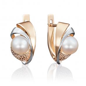 Золотые серьги Platina с жемчугом 02-3996-00-301-1110-48 фото