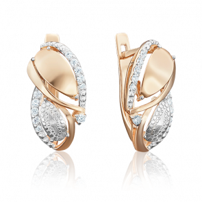 Серьги из комбинированного золота Platina с фианитом 02-4001-00-401-1111-65 фото