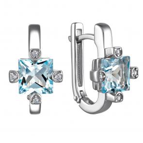 Серебряные серьги АЛЬКОР с топазом и фианитом 02-4002/00ТБ-00 фото
