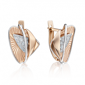 Серьги из комбинированного золота Platina с фианитом 02-4003-00-401-1111-65 фото