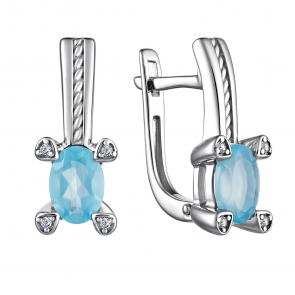 Серебряные серьги АЛЬКОР с фианитом и агатом 02-4003/00ГА-00 фото