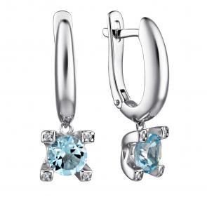Серебряные серьги АЛЬКОР с топазом и фианитом 02-4005/00ТБ-00 фото
