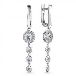Серебряные серьги АЛЬКОР с фианитом 02-4008/00КЦ-00 фото