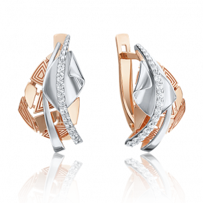 Серьги из комбинированного золота Platina с фианитом 02-4009-00-401-1111-48 фото